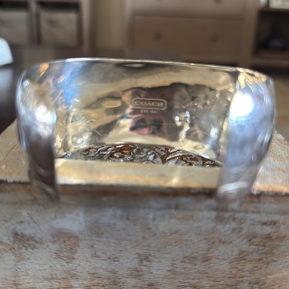 COACH STERLING SILVER HAMMERED CUFF BRACELET - Picture 3 of 5